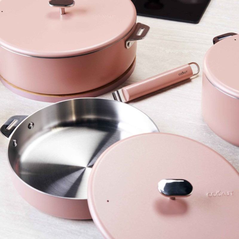 La Merveilleuse Cookut – Casserole inox sans nickel 20 cm – Rose Guimauve | 3L, tous feux + four