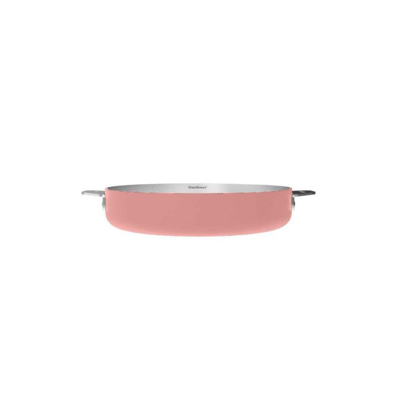 Poêle inox Cookut La Merveilleuse 24 cm – Rose Guimauve | Sans nickel, tous feux, 2 L 