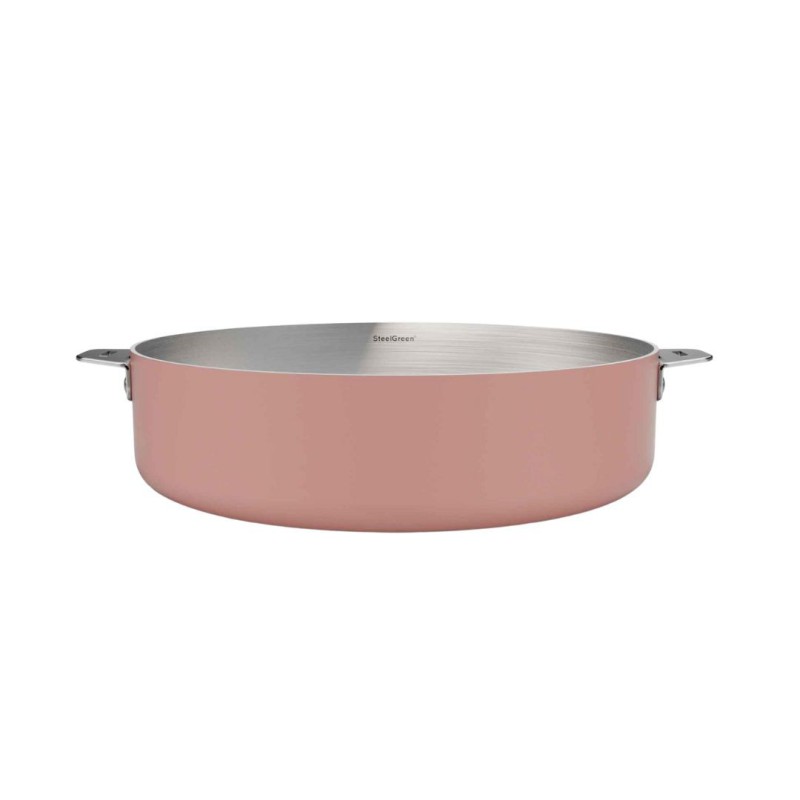 Sauteuse inox Cookut La Merveilleuse 28 cm – Rose Guimauve  | Sans nickel, 4,5 L, tous feux + four 
