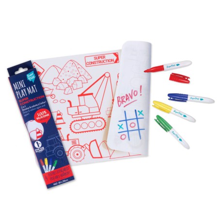 Mini Coloriage Réutilisable Super Construction – Set de table en silicone SuperPetit