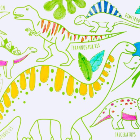 Mini Coloriage Réutilisable Dino – Set de table en silicone SuperPetit