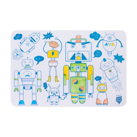 Mini Coloriage Réutilisable Robot – Set de table en silicone SuperPetit