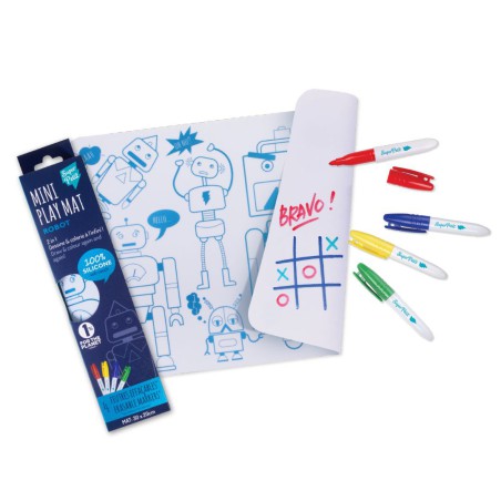 Mini Coloriage Réutilisable Robot – Set de table en silicone SuperPetit