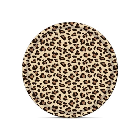 Plateau Léopard Rond « le Classique » – Plateau déco en bois stratifié | Coco&Co