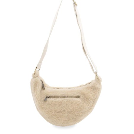 Sac banane Andrea teddy beige – Hindbag, forme demi-lune pratique et élégante