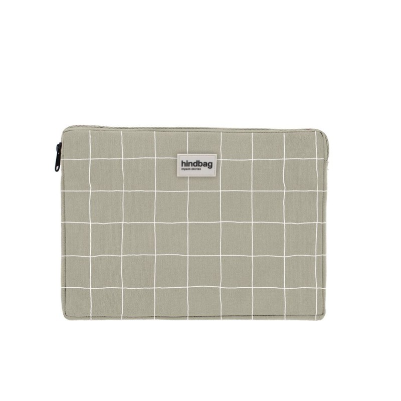 Housse Matelassée Pour Ordinateur Portable 15,6" - Motif Carreaux Bleu/Blanc - Protection Léger Et Style