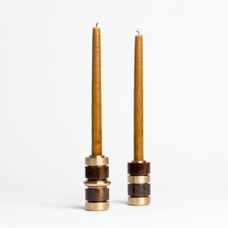 Bougeoir Dandy Tabac – Éco-résine empilable pour bougies classiques | Maison Pechavy