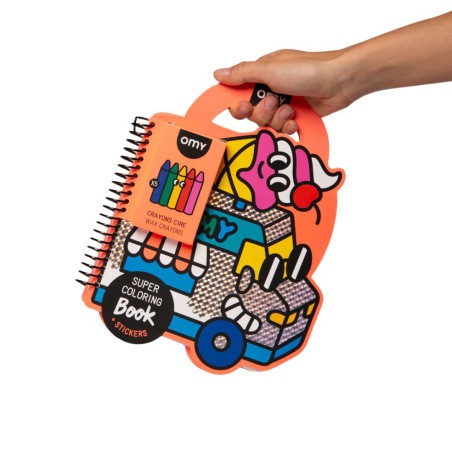 Livre de Stickers Colorables – Collection Super Coloring OMY (Dino, Lily, Yummy)