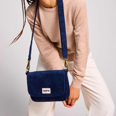 Sac à main Margault velours marine – Hindbag, velours côtelé bio & design structuré