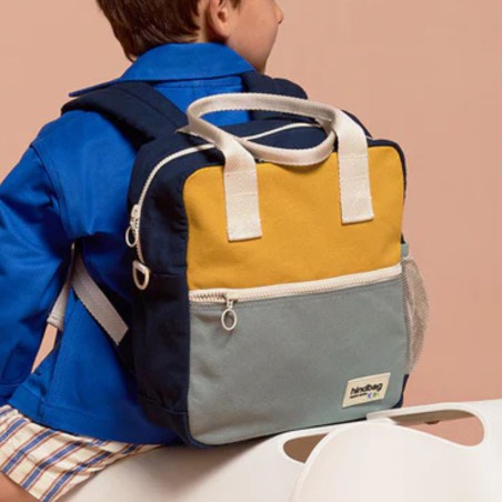 Sac à dos Arthur Tricolore Safran et Sauge – Sac scolaire & lifestyle | Hindbag