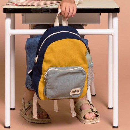 Sac à dos Romy Tricolore Safran et Sauge – Sac scolaire & lifestyle | Hindbag