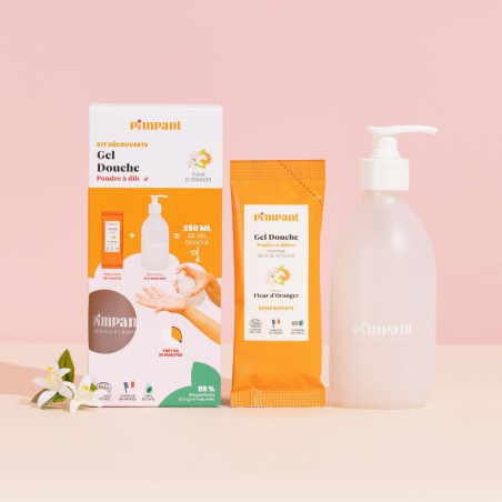 Kit découverte gel douche Fleur d'oranger (1 bouteille + 1 stick) - Pimpant