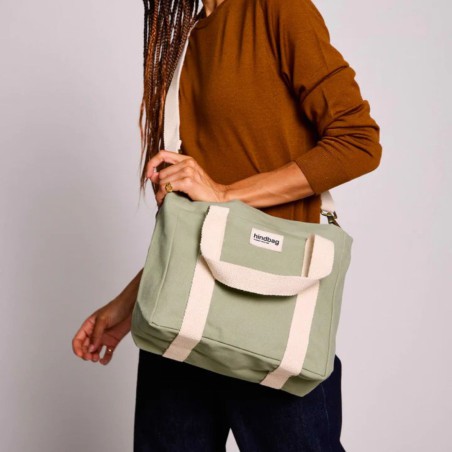 Sac à main Louise en coton vert argile – Hindbag, bio & design élégant