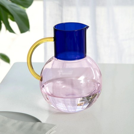 Carafe en verre Large Pablo - Pink Cobalt Yellow - Block Design