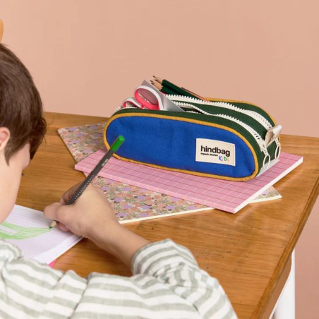 Trousse Malo Tricolore – Bleu électrique & contrastes | Hindbag