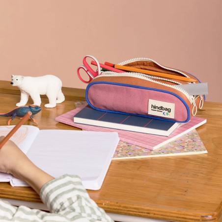 Trousse Malo Tricolore – Rose Blush & contrastes | Hindbag