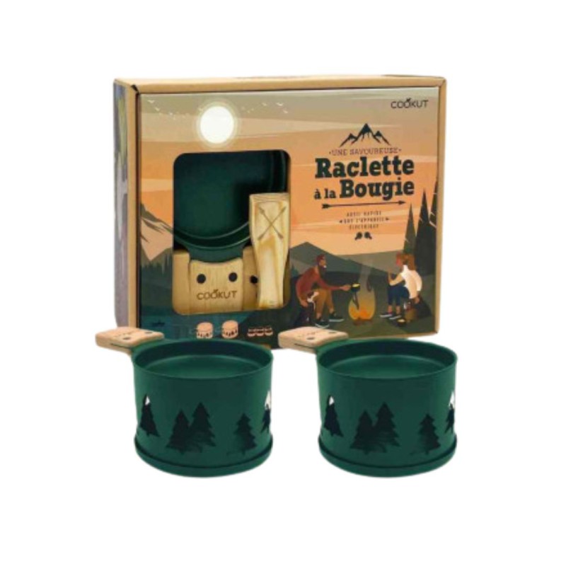 Coffret 2 Raclettes à la bougie Cookut - Vert Sapins – Nomade & duo convivial \n\n