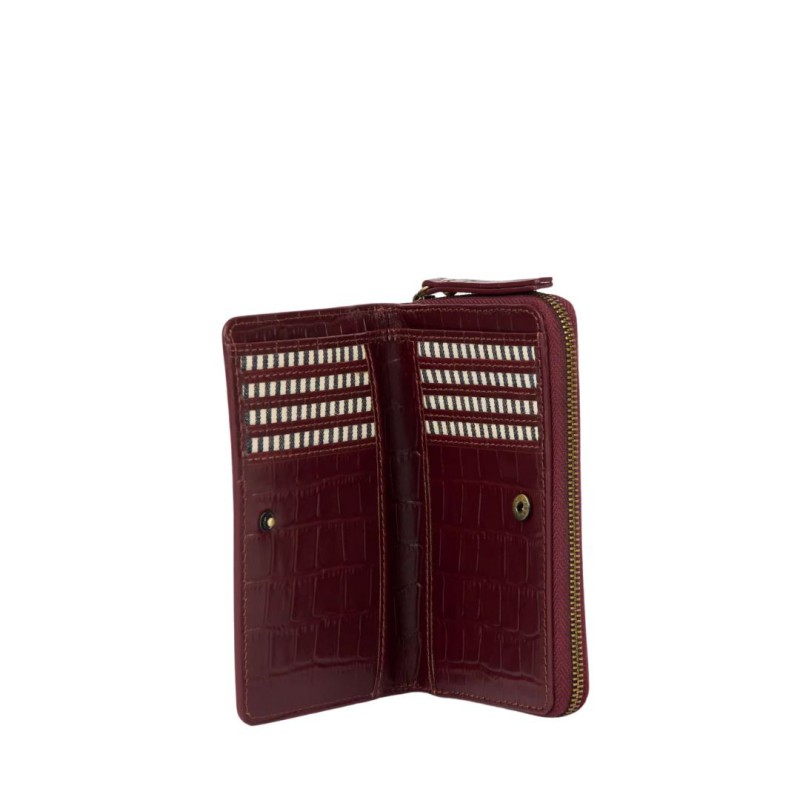 Jett portefeuille Dark Cherry Croco Print Leather - O My Bag