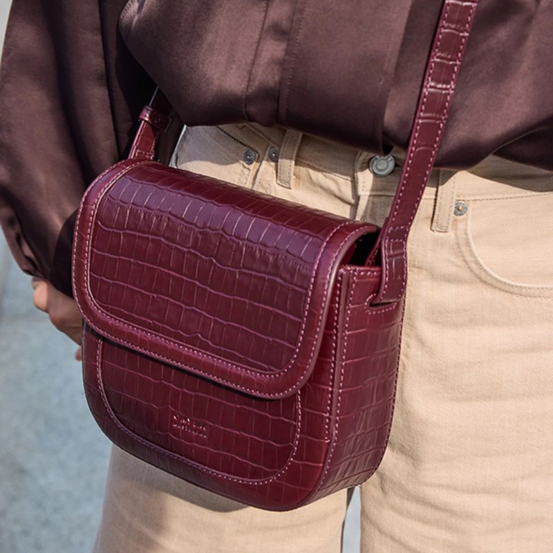 Nina cherry croco - Sac en cuir à bandoulière - O My Bag