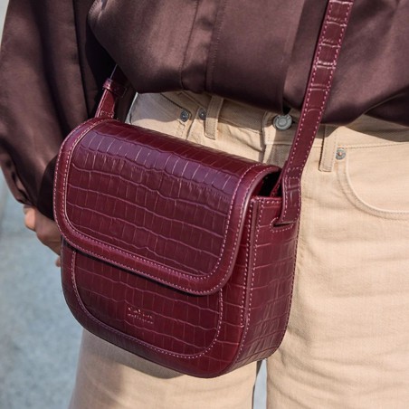 Nina cherry croco - Sac en cuir à bandoulière - O My Bag