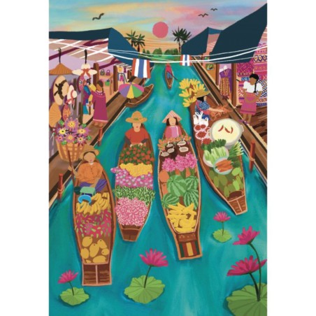 Puzzle 1000 pièces -Floating Market Thailande - Pieces & Peace