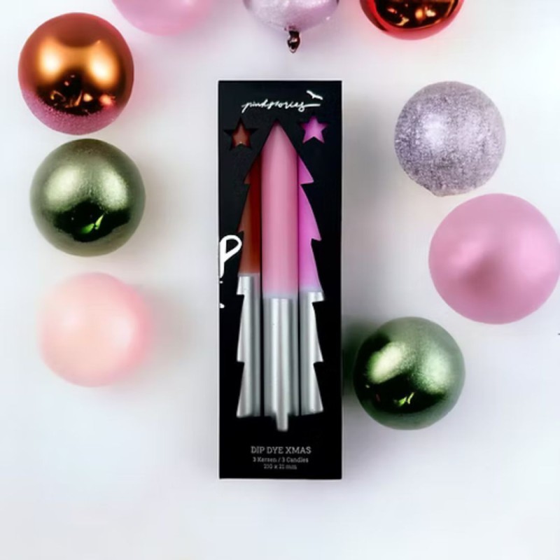 Bougies Dip Dye X-Mas Mystical Shine – Pink Stories | Set décoratif luxe Noël