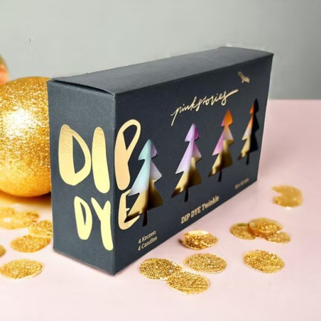 Bougies Pillar Dip Dye Twinkle Colour Diamonds – Pink Stories | Lot de 4 bougies décoratives