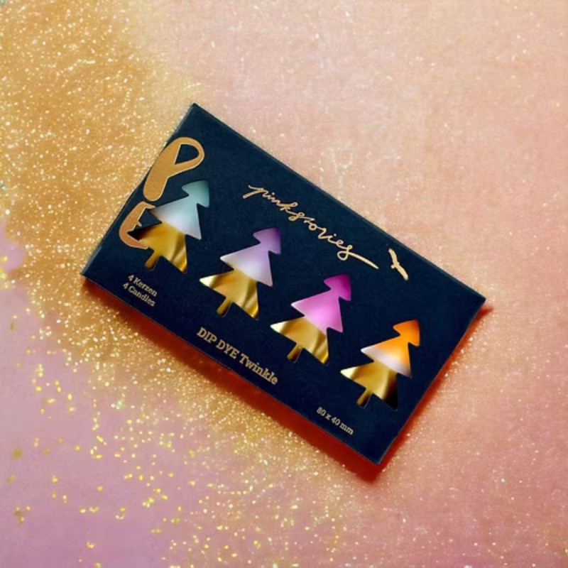 Bougies Pillar Dip Dye Twinkle Colour Diamonds – Pink Stories | Lot de 4 bougies décoratives