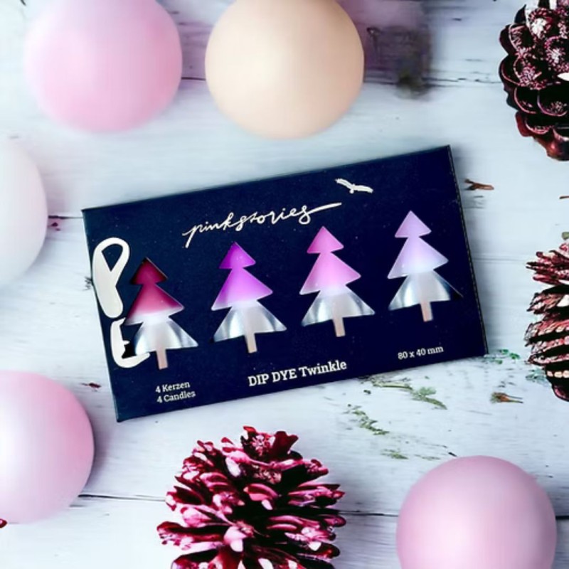 Bougies Pillar Dip Dye Twinkle Purple Diamonds – Pink Stories | Lot de 4 bougies décoratives