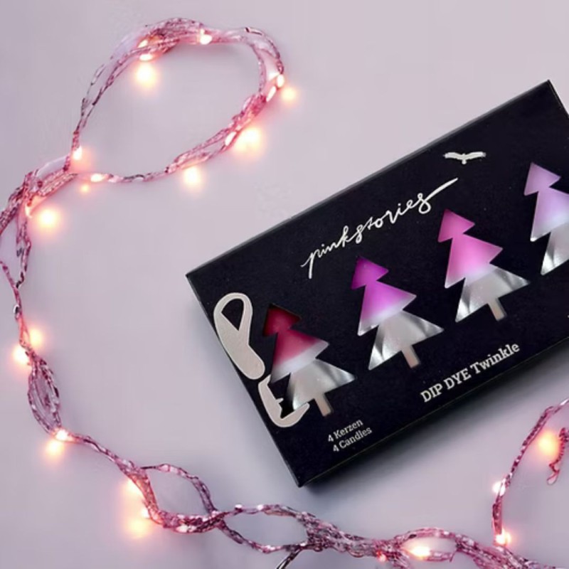 Bougies Pillar Dip Dye Twinkle Purple Diamonds – Pink Stories | Lot de 4 bougies décoratives