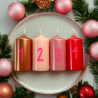 Graphic Lights X-Mas Countdown – Set 4 bougies numérotées Noël design – Pink Stories