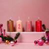 Graphic Lights X-Mas Countdown – Set 4 bougies numérotées Noël design – Pink Stories