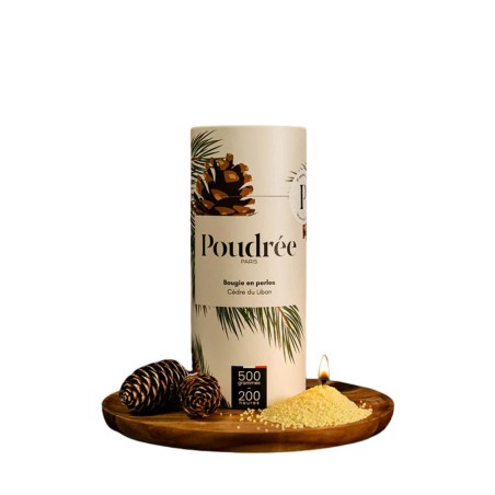 Bougie Perlée Cèdre du Liban – Poudrée Paris, Senteur Boisée & Élégante