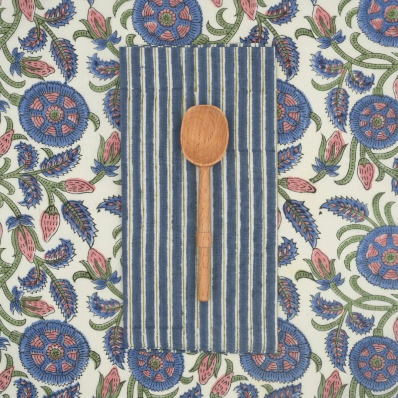 Serviettes en tissu Suzette à Table – Lot de 4 – Coton surcyclé et coloré