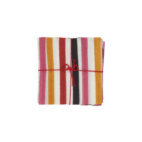 Serviettes en tissu Suzette à Table – Lot de 4 – Coton surcyclé et coloré