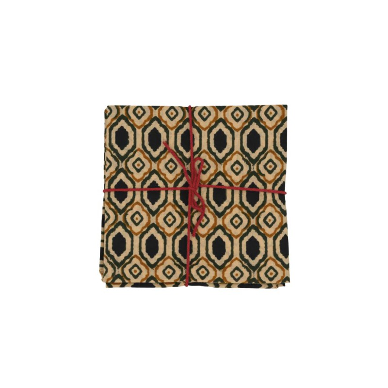 Serviettes en tissu Suzette à Table – Lot de 4 – Coton surcyclé et coloré