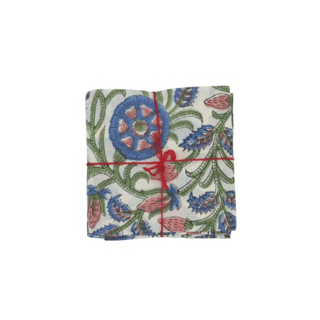 Serviettes en tissu Suzette à Table – Lot de 4 – Coton surcyclé et coloré