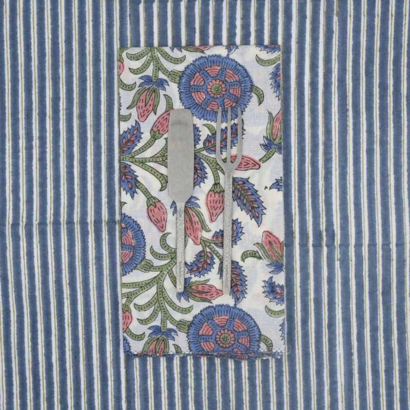 Serviettes en tissu Suzette à Table – Lot de 4 – Coton surcyclé et coloré