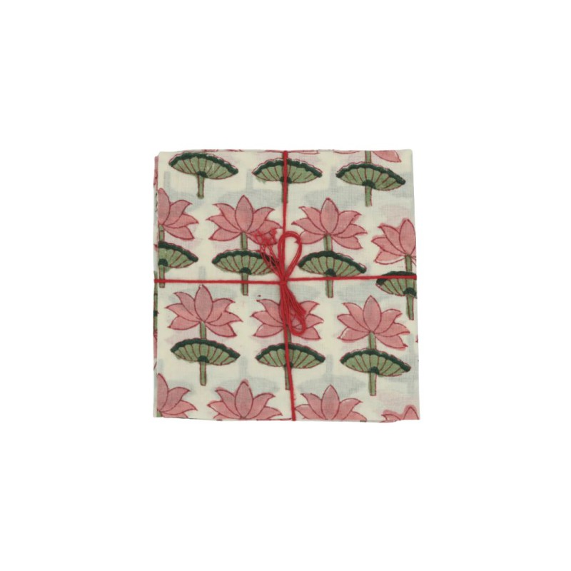 Serviettes en tissu Suzette à Table – Lot de 4 – Coton surcyclé et coloré