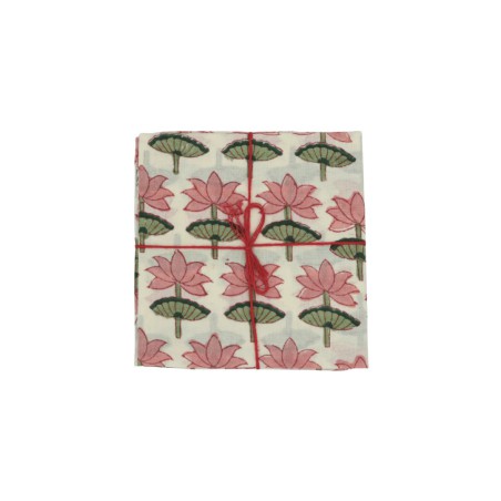 Serviettes en tissu Suzette à Table – Lot de 4 – Coton surcyclé et coloré