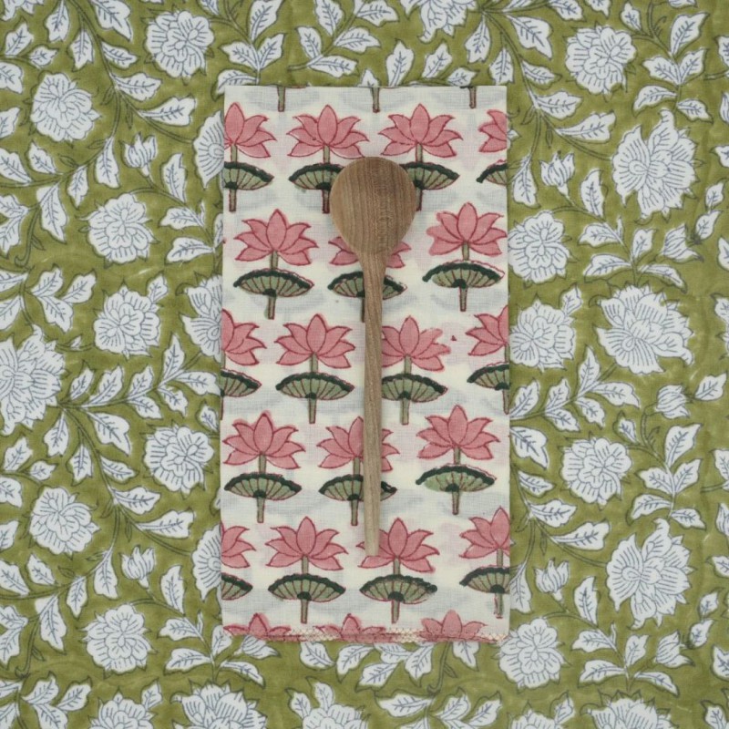 Serviettes en tissu Suzette à Table – Lot de 4 – Coton surcyclé et coloré