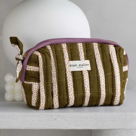 Trousse Maquillage – Bindi Atelier | Coton Matelassé Fait Main, 21x11cm
