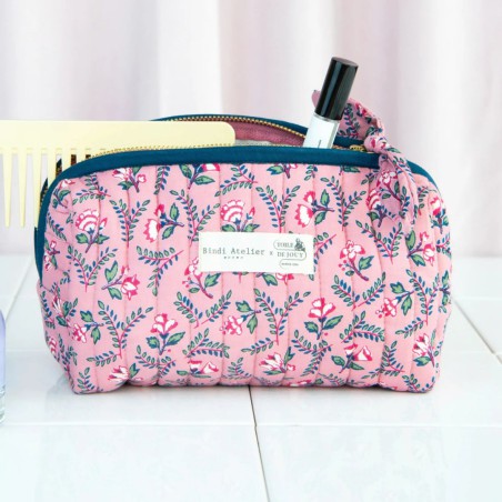Trousse Maquillage – Bindi Atelier | Coton Matelassé Fait Main, 21x11cm