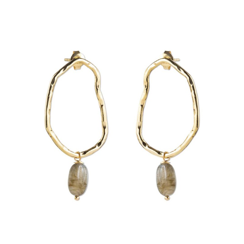 Boucles d'oreilles Bravery Labradorite dorées - Beautiful Story