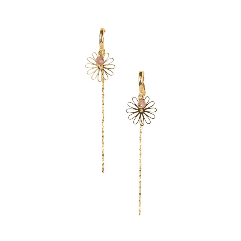 Boucles d’oreilles Adra Rose – Tourmaline & laiton doré | By Garance