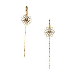 Boucles d’oreilles Adra Bleu – Tourmaline & laiton doré | By Garance