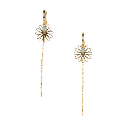 Boucles d’oreilles Adra Bleu – Tourmaline & laiton doré | By Garance