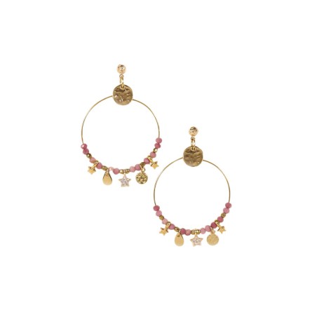 Boucles d’oreilles Arlo Rose – Apatite rose & laiton doré | By Garance