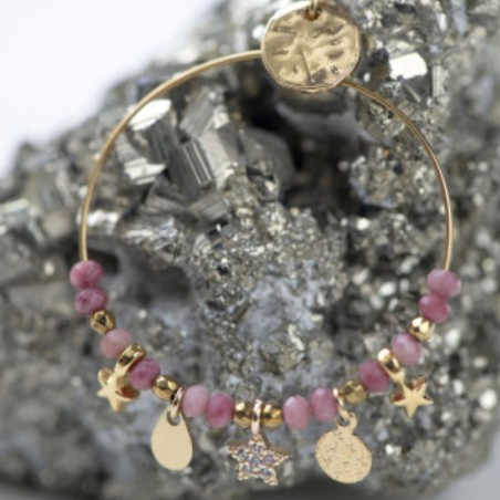 Boucles d’oreilles Arlo Rose – Apatite rose & laiton doré | By Garance