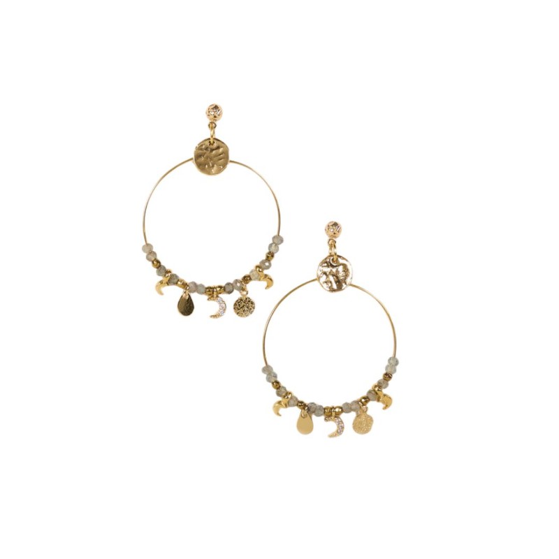 Boucles d’oreilles Arlo Céladon – Apatite & laiton doré | By Garance